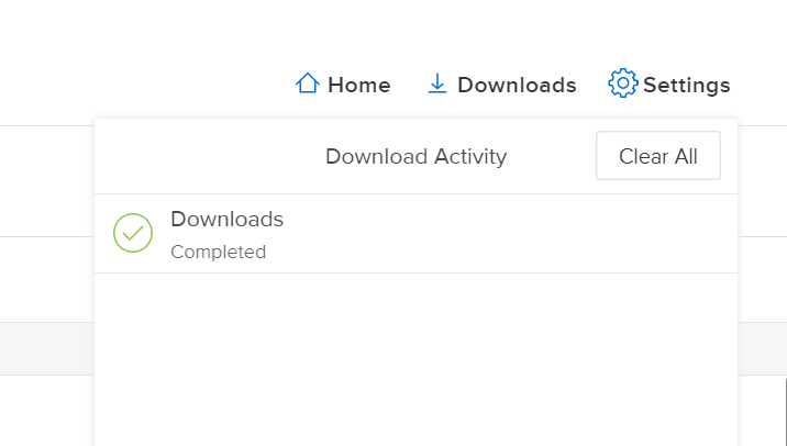 CrashPlan app's Download activity menu, and shows one completed Download. 