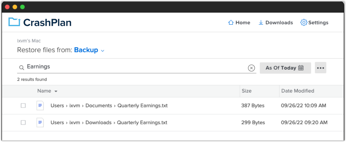 Search with results