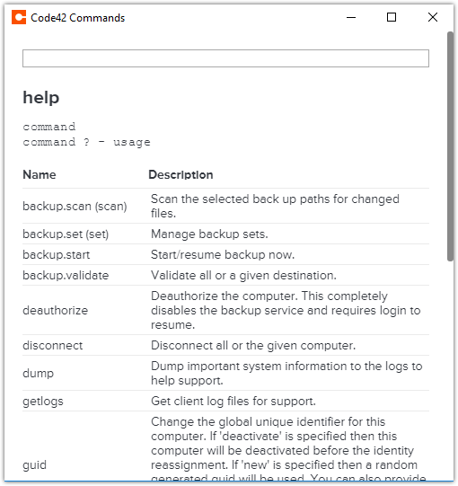 CrashPlan commands Documentation